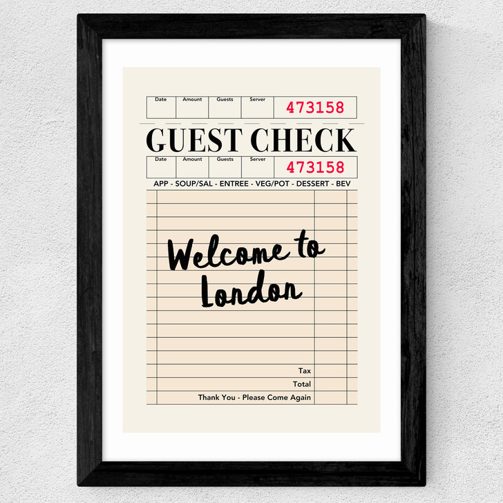 London Guest Check Wide Black Frame