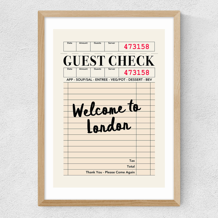 London Guest Check Medium Oak Frame
