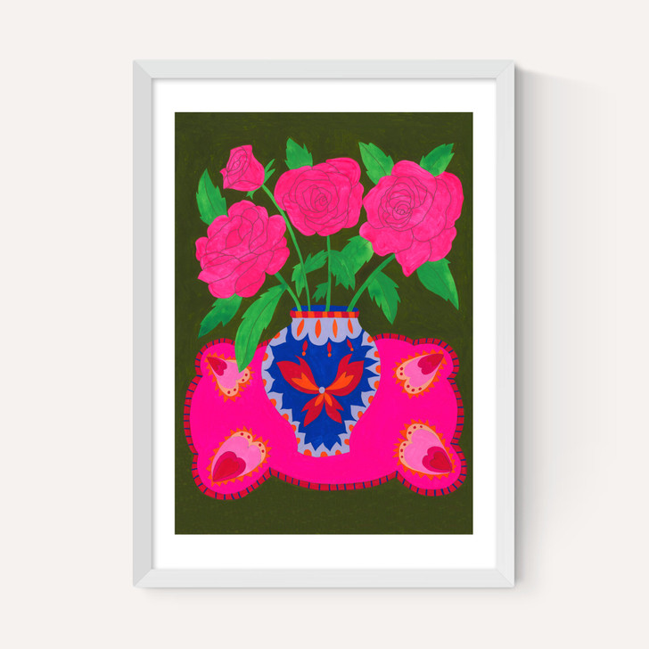 Bright Pink Floral Vase