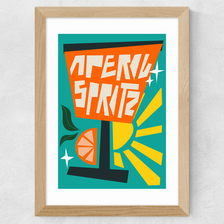 Aperol Spritz Blue Wide Oak Frame