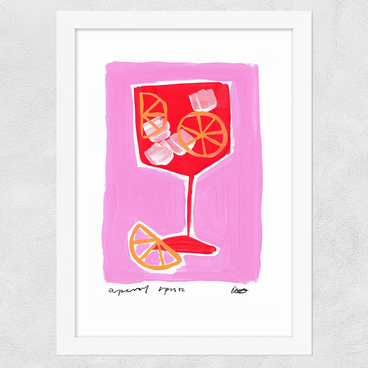 Aperol Spritz Pink Wide White Frame