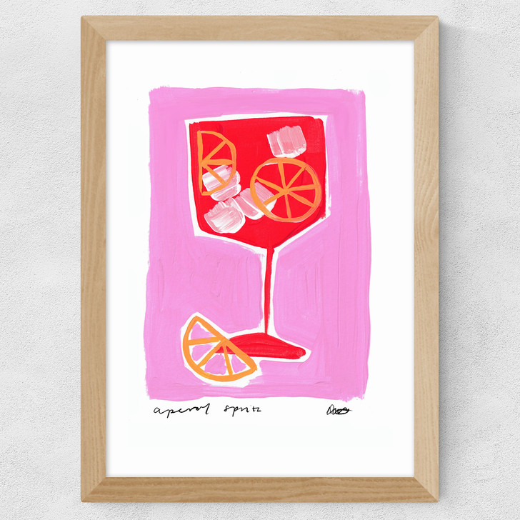 Aperol Spritz Pink Wide Oak Frame