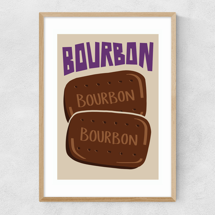 Bourbon art print by natalie cass in oak frame