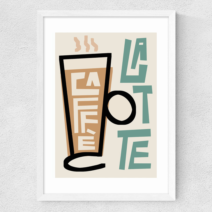 Caffe latte art print by natalie cass in white frame
