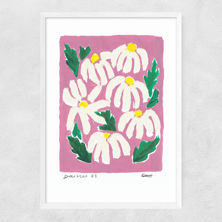 Daisies Flower Narrow White Frame