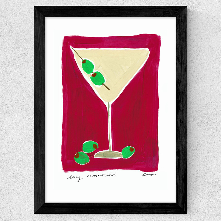 Dry Martini Cocktail Wide Black Frame