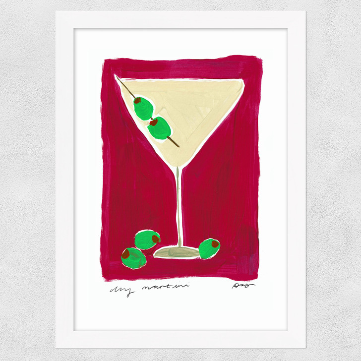 Dry Martini Cocktail Wide White Frame