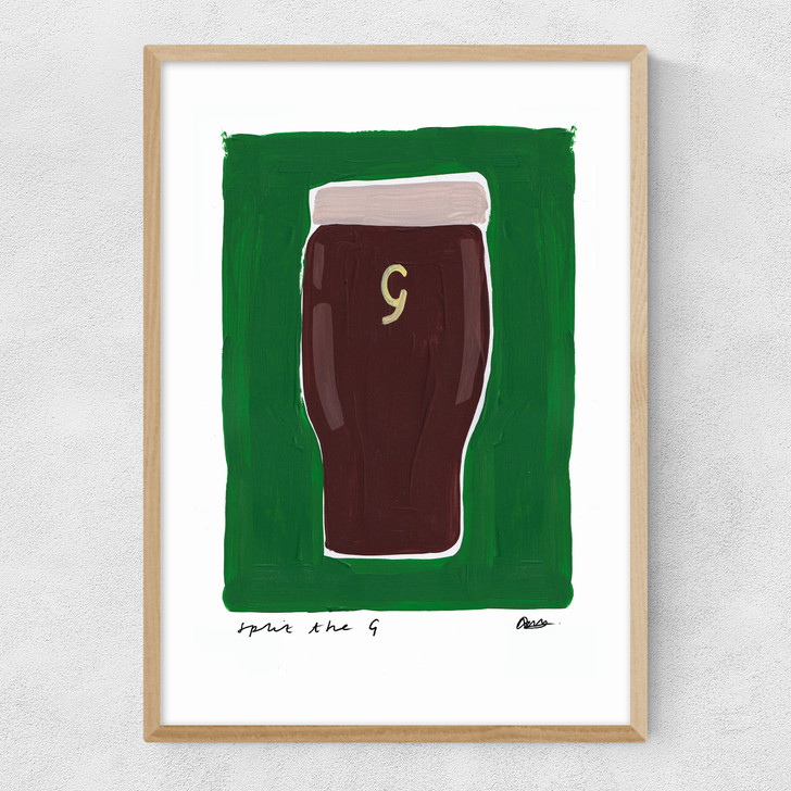Guinness art print by natalie cass in oak frame
