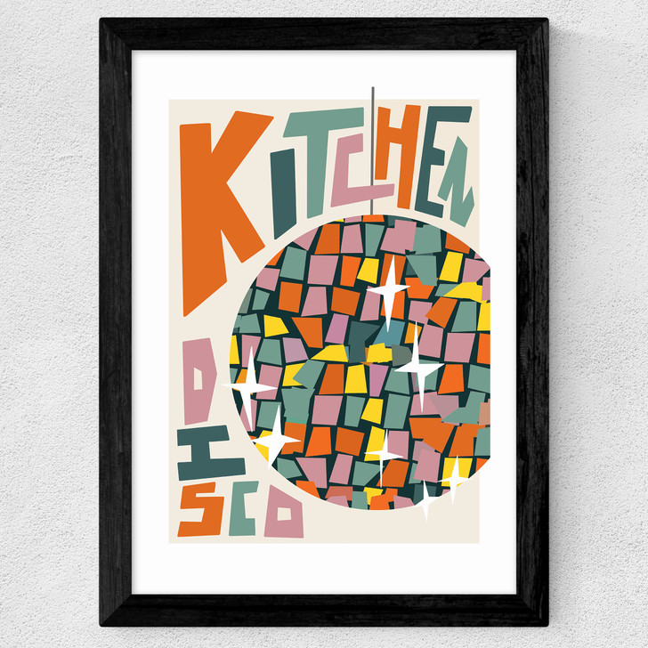 Retro Kitchen Disco Wide Black Frame