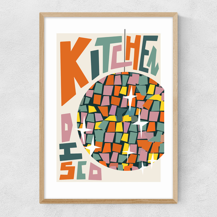 Retro Kitchen Disco Narrow Oak Frame