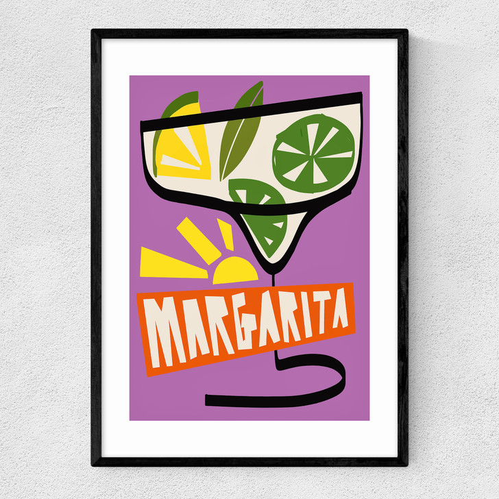 Margarita purple art print by natalie cass in black frame