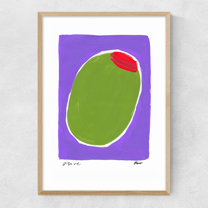Big olive art print by natalie cass in oak frame