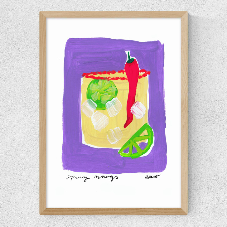 Spicy margs art print by natalie cass in oak frame