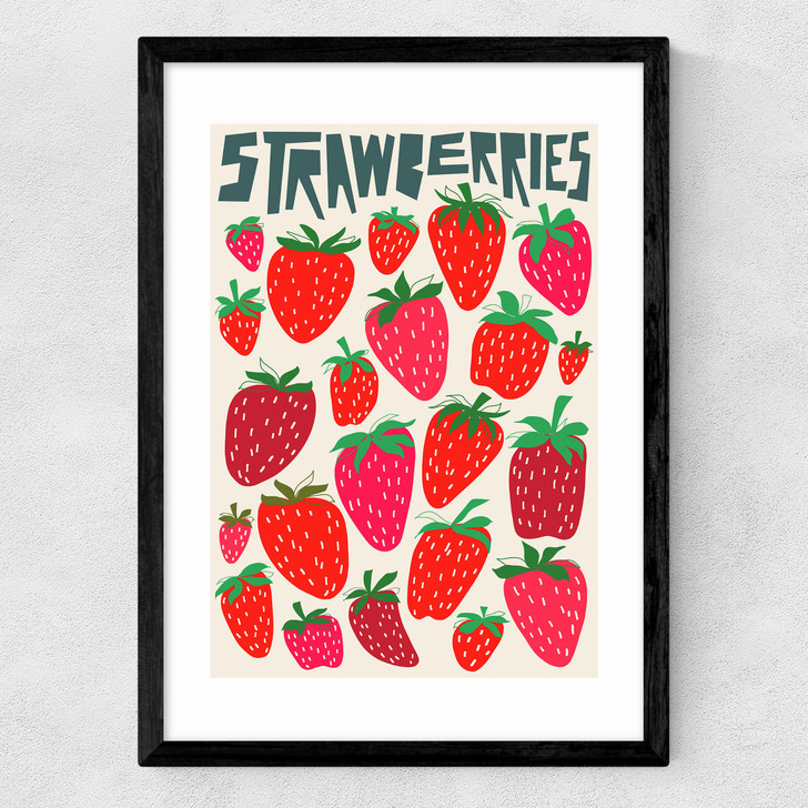 Strawberries Medium Black Frame