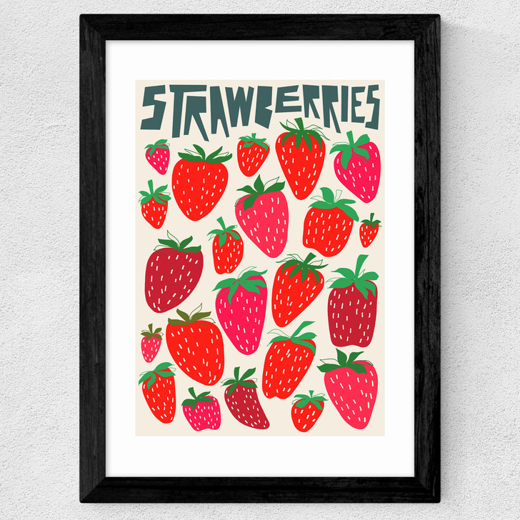 Strawberries Wide Black Frame