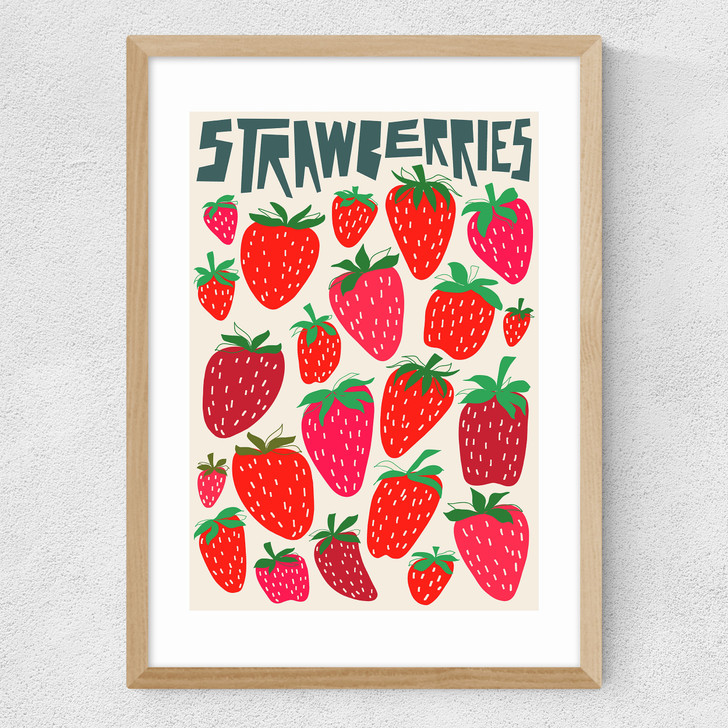 Strawberries Medium Oak Frame