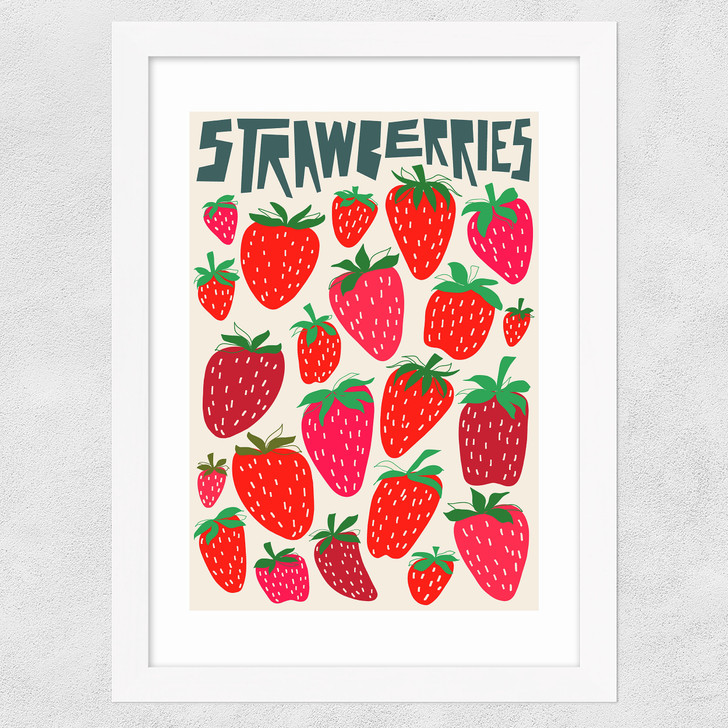 Strawberries Wide White Frame