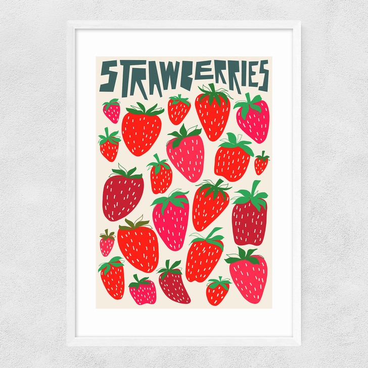 Strawberries Narrow White Frame