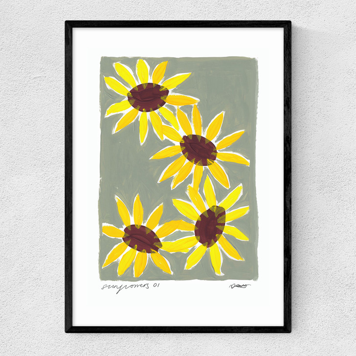 Summer Sunflowers Narrow Black Frame