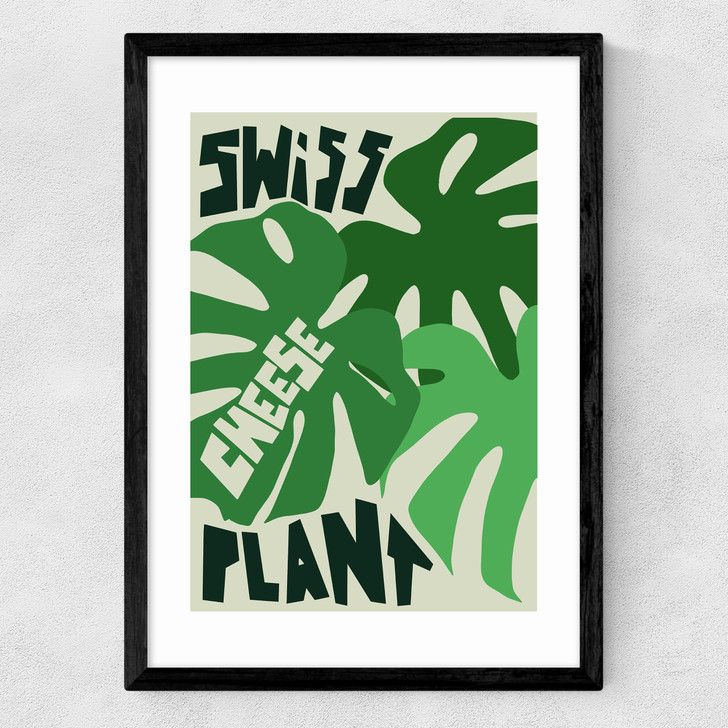 Swiss Cheese Plant Medium Black Frame