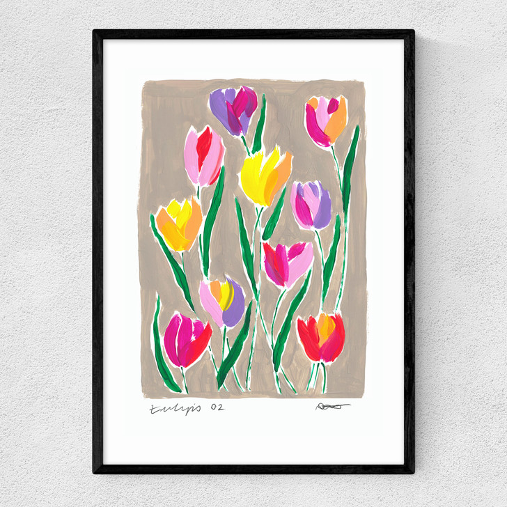 Tulip Field Narrow Black Frame