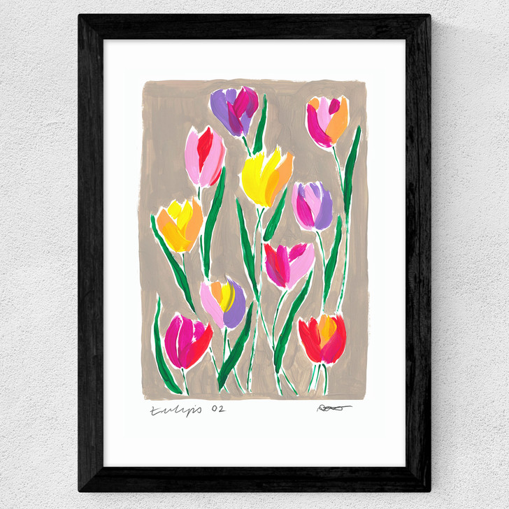 Tulip Field Wide Black Frame