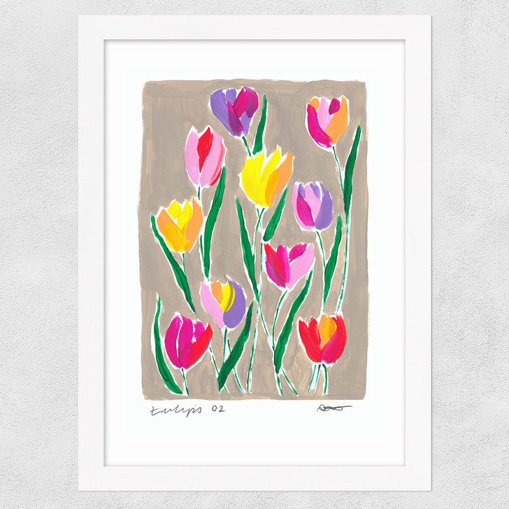 Tulip Field Wide White Frame
