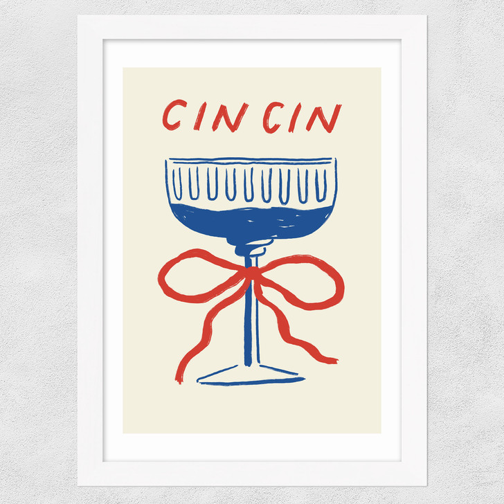 Cin Cin Red Bow Wide White Frame