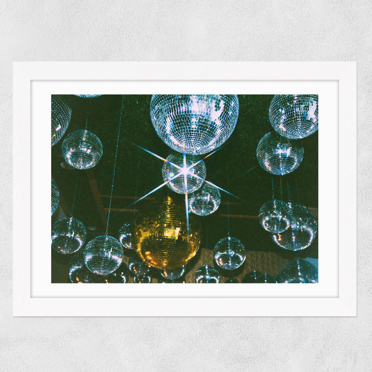 Disco Ball Ceiling Wide White Frame