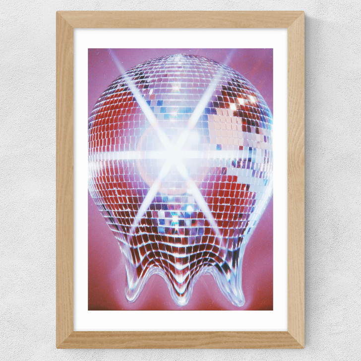 Melting Disco Ball Wide Oak Frame
