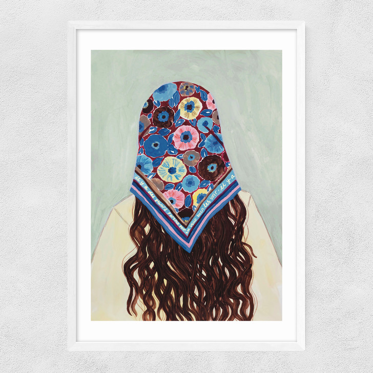 Bandana Girl Narrow White Frame