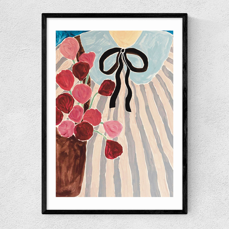 Stripes and Flowers Narrow Black Frame