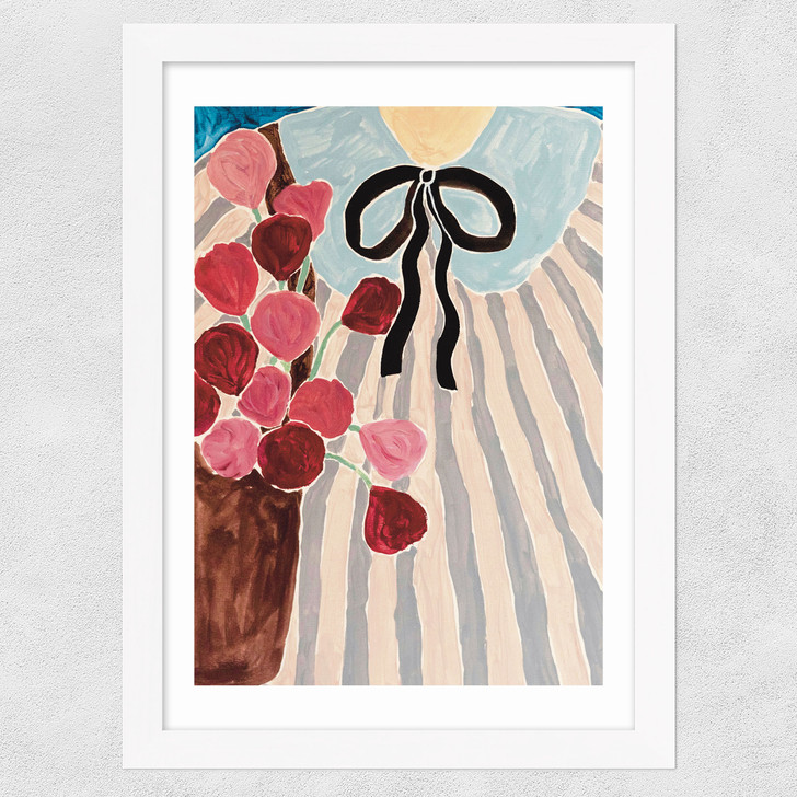 Stripes and Flowers Wide White Frame