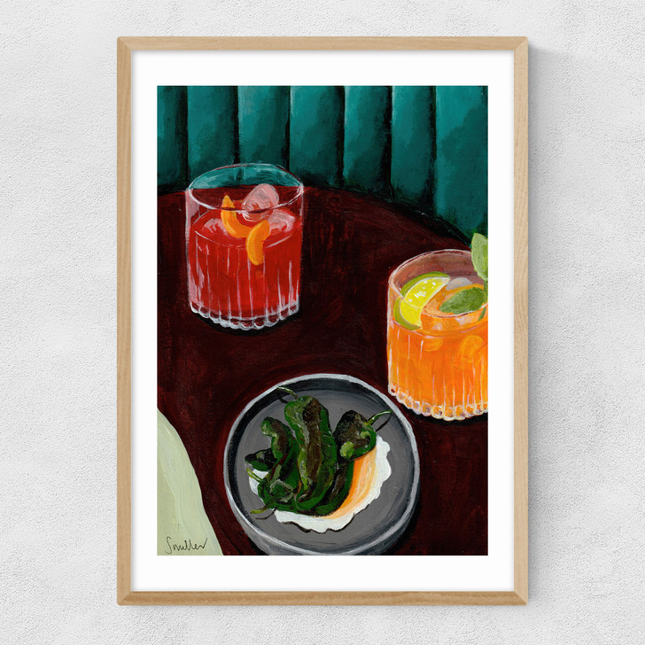date night art print by susie miller in oak frame