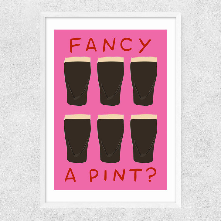 Fancy a Pint? Narrow White Frame