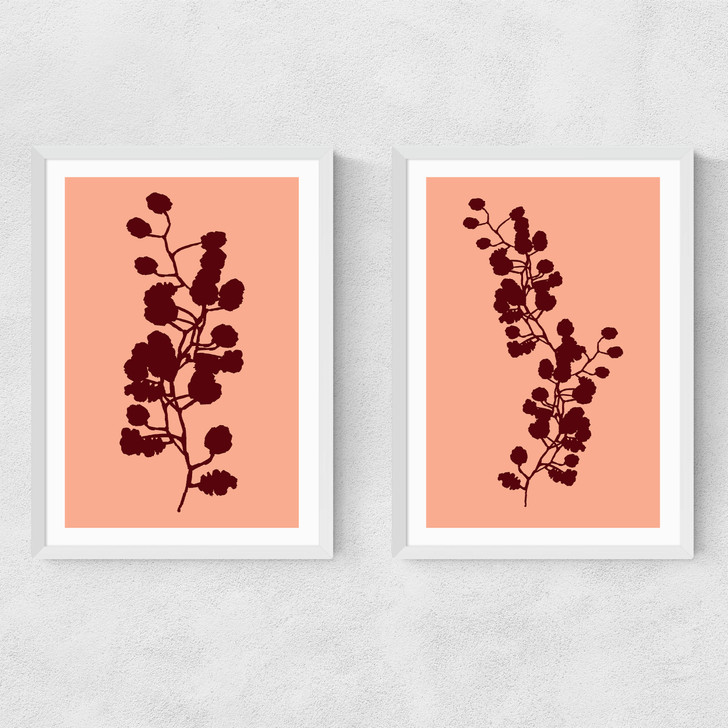 floral silhouette art print set by cartissi in white frame