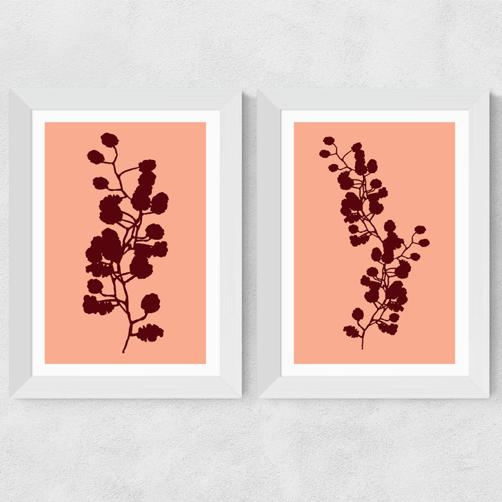 Floral Silhouette Set Wide White Frame