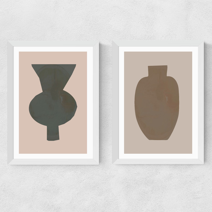 Neutral Vase Set Medium White Frame