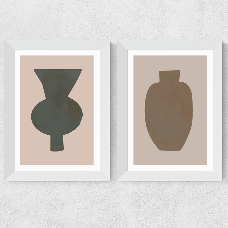 Neutral Vase Set Wide White Frame