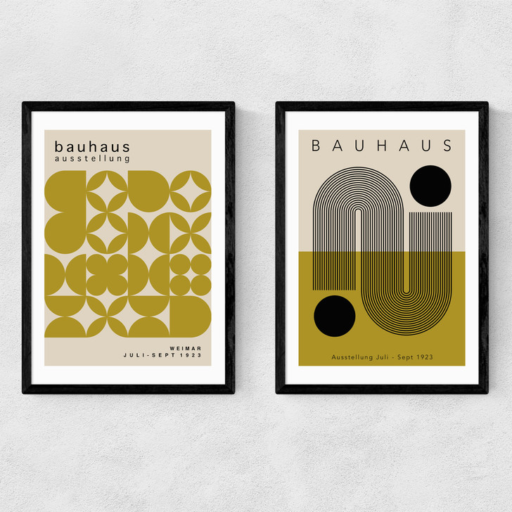 Olive Bauhaus Set Narrow Black Frame Olive Bauhaus Set Narrow Black Frame