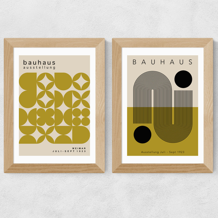 Olive Bauhaus Set Wide Oak Frame Olive Bauhaus Set Wide Oak Frame