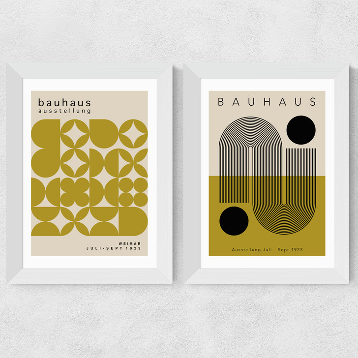 Olive Bauhaus Set Wide White Frame Olive Bauhaus Set Wide White Frame