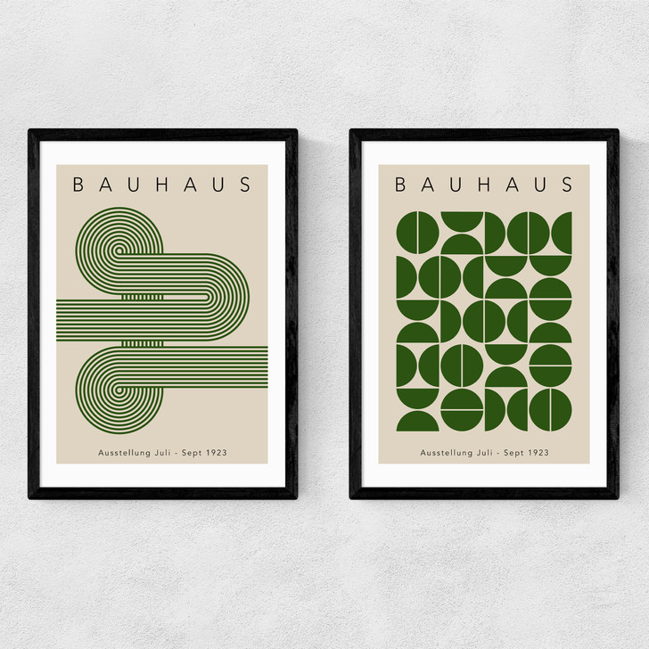 Green Bauhaus Set Narrow Black Frame Green Bauhaus Set Narrow Black Frame