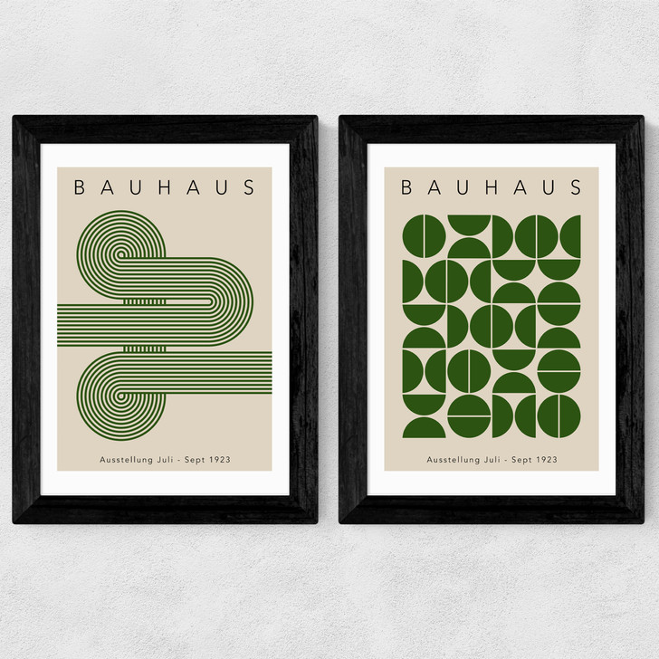 Green Bauhaus Set Wide Black Frame Green Bauhaus Set Wide Black Frame