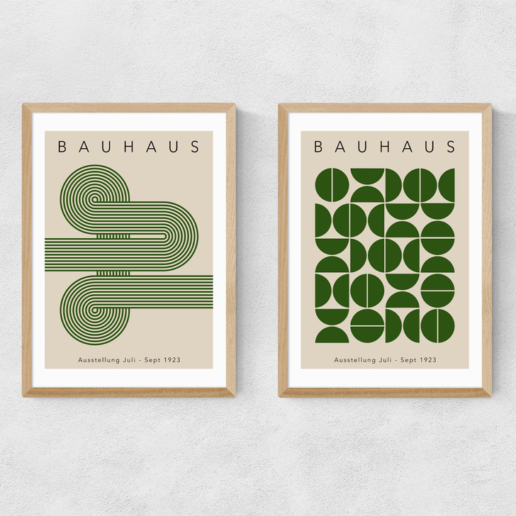 Green Bauhaus Set Narrow Oak Frame Green Bauhaus Set Narrow Oak Frame