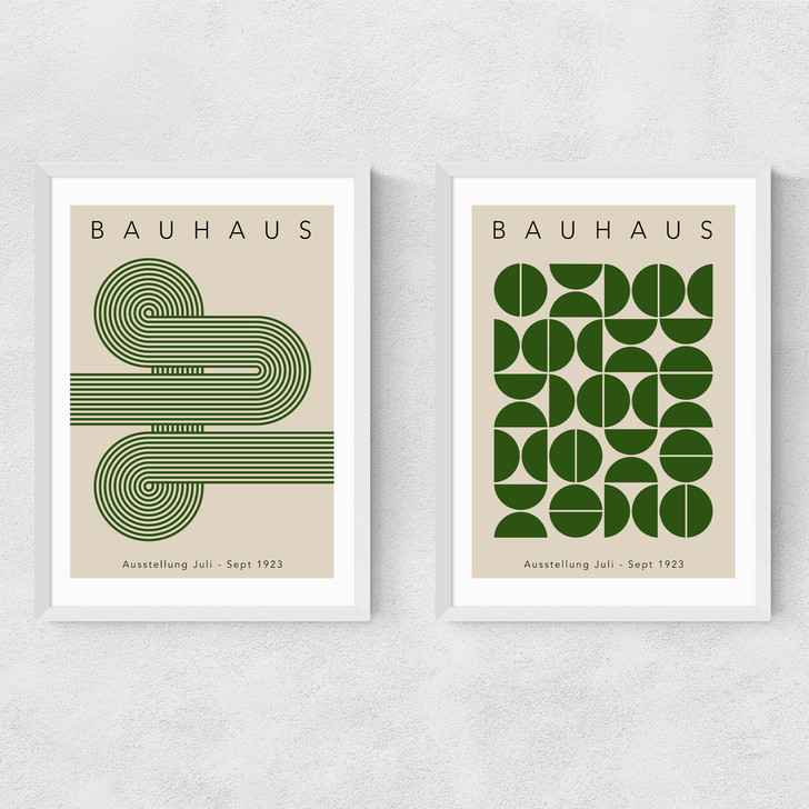 Green Bauhaus Set Narrow White Frame Green Bauhaus Set Narrow White Frame