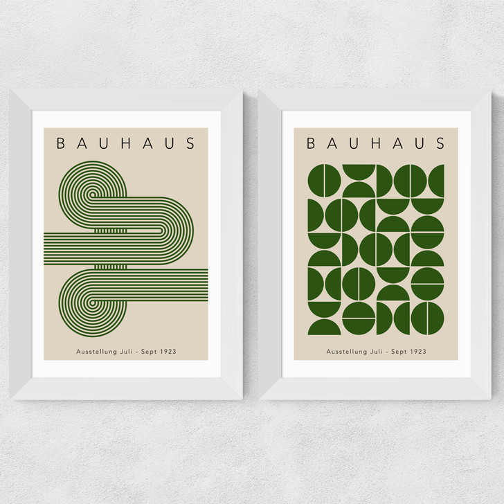 Green Bauhaus Set Wide White Frame