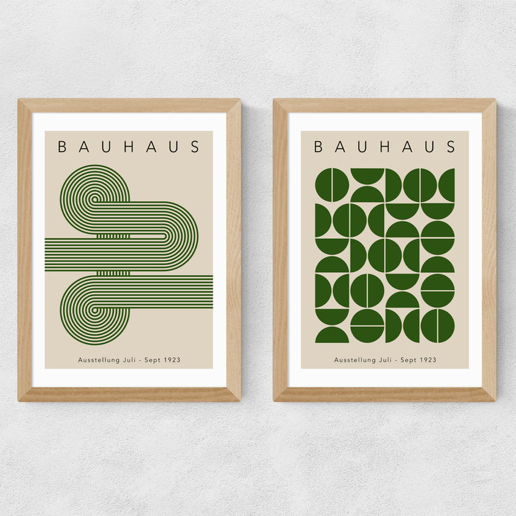 Green Bauhaus Set Medium Oak Frame