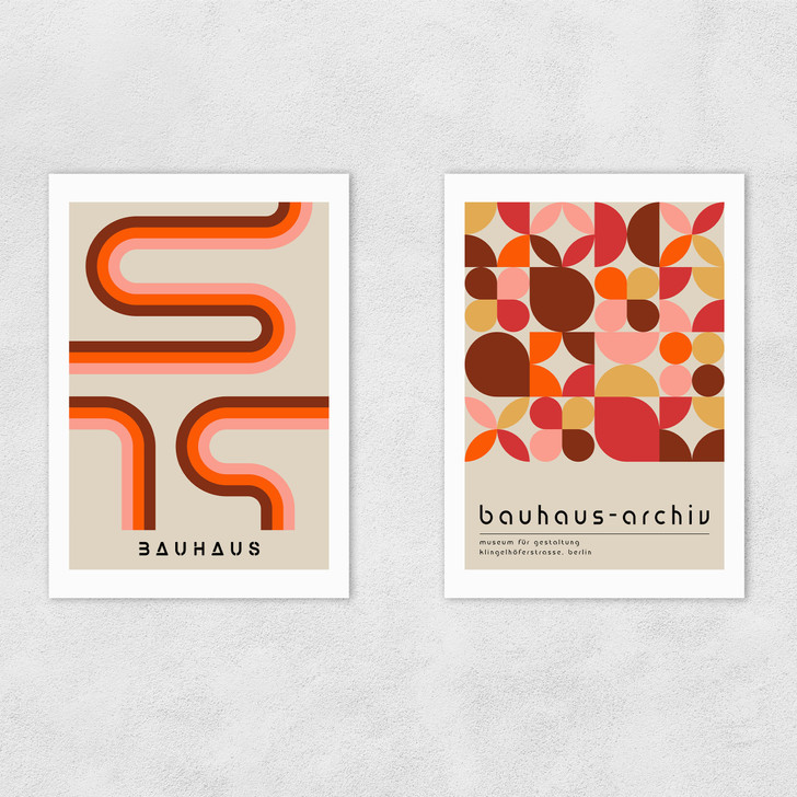 Warm Bauhaus Set Unframed Print