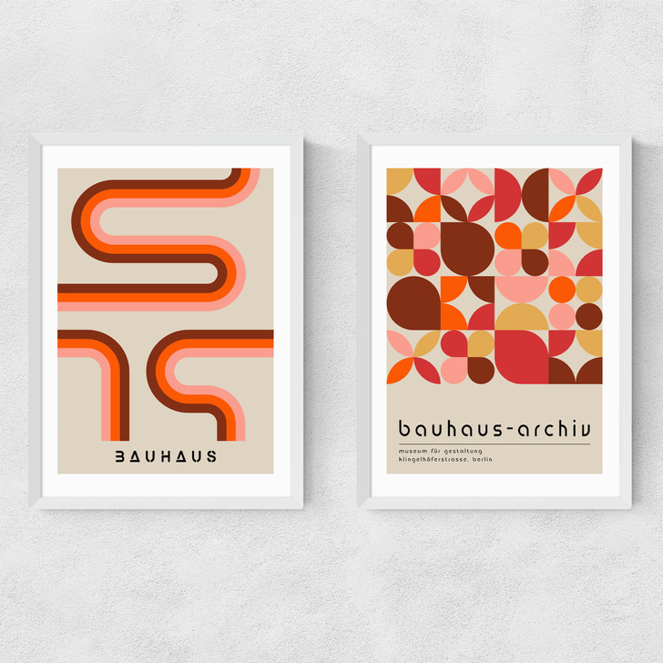 Warm Bauhaus Set Narrow White Frame Warm Bauhaus Set Narrow White Frame